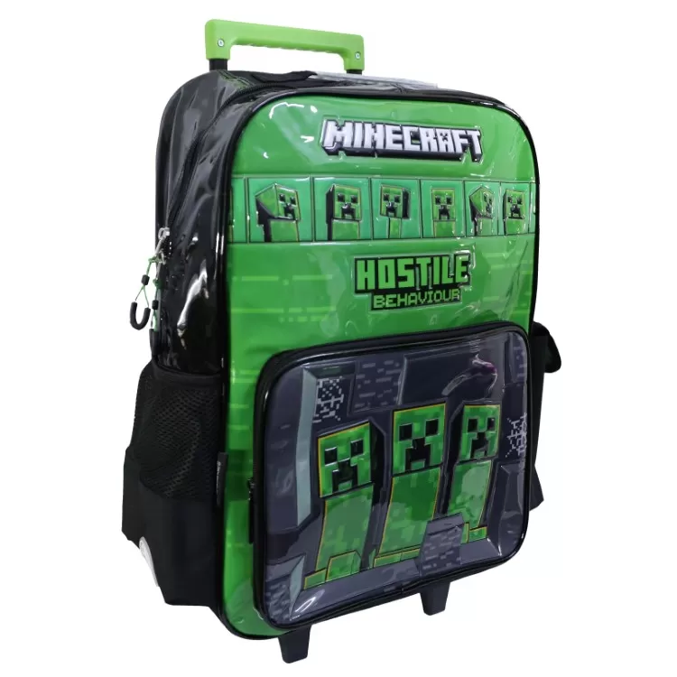 Mochila Escolar Cresko 2026 Minecraft 18" con Carro Art.MI219